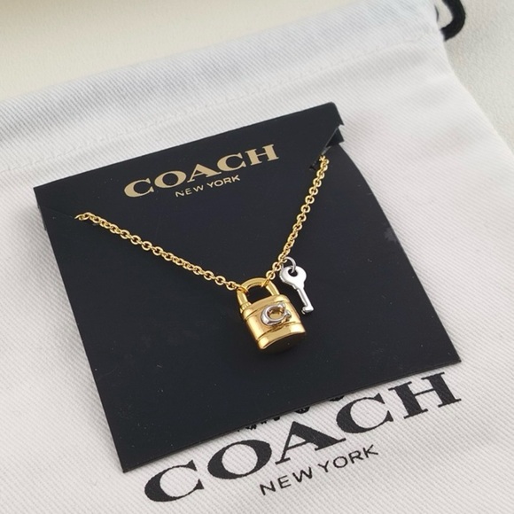 Coach Jewelry - Coach Signature Padlock and Key NecklaceGold Chain and Silver Key